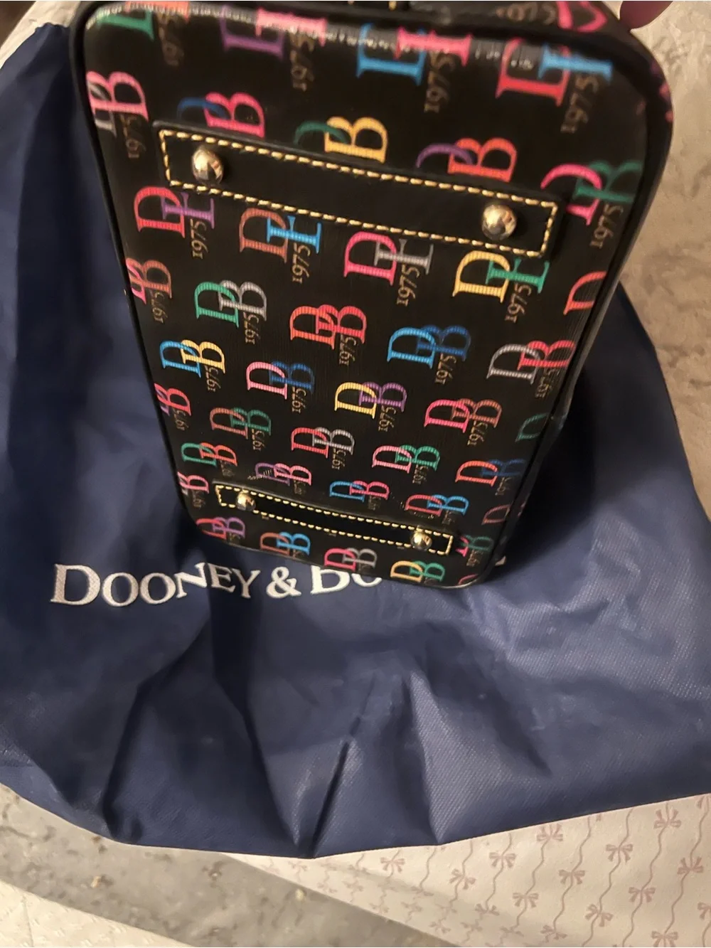 Dooney & Bourke Black Multicolor Logo Dome Satchel 1975 Anniversary Edition